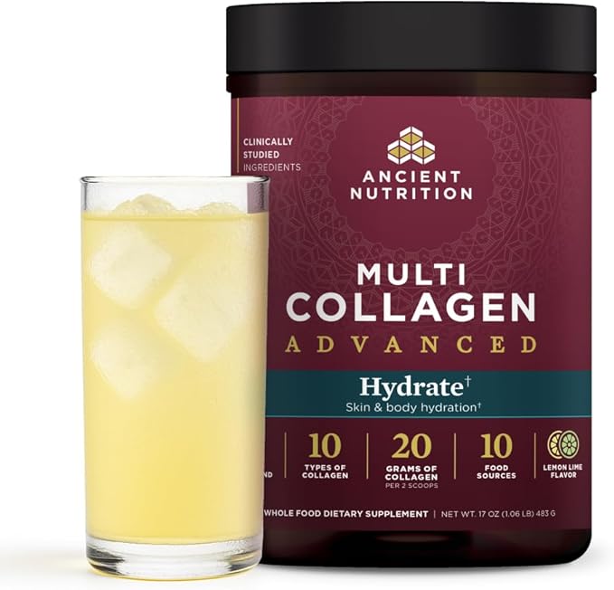 Ancient Nutrition Advanced Multi Collagen Protein Powder Hydrate Lemon Lime 30 Servings