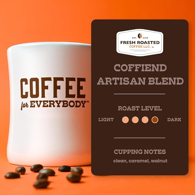 Fresh Roasted Coffee Coffiend 5 lb (80 oz) Med-Dark Roast Kosher Whole Bean