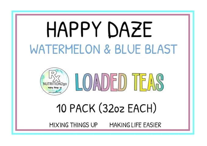 RxNutrition 2go Loaded Energy Tea (10 pack bulk Happy Daze)