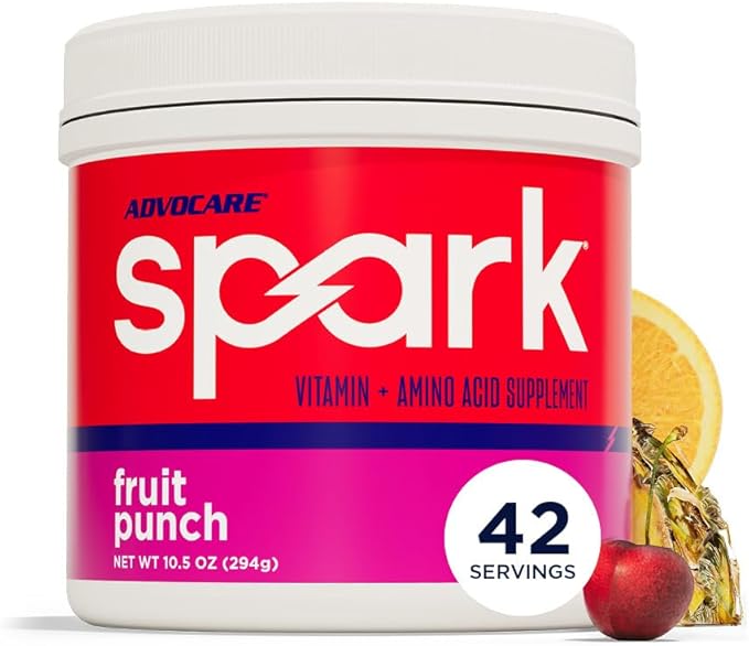 AdvoCare Spark - Energy Drink Mix - Vitamin &amp Amino Acid Supplement - Supports Energy &amp Focus - Portable Immune Support - Sugar-Free - Fruit Punch (10.5 oz)