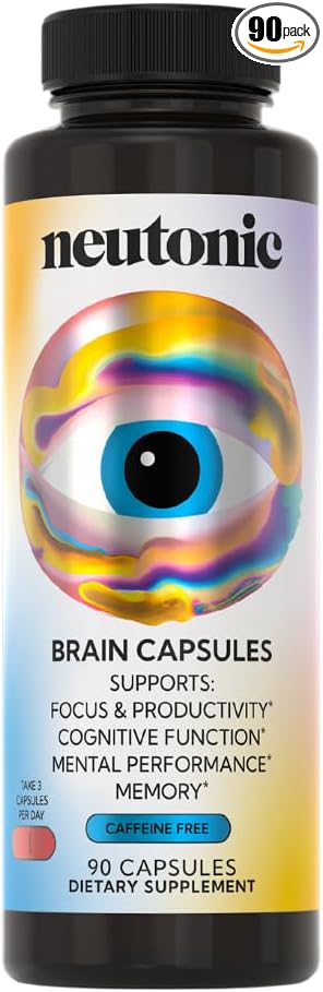 Neutonic Nootropic Brain Supplement | 1 Month Supply 90 Capsules | for Men and Women | Support Memory Mental Clarity Cognitive Function | Boost Focus Energy Brain Health