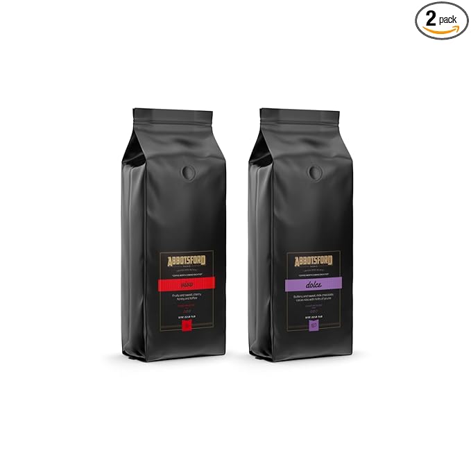 Abbotsford Road - Specialty Coffee Variety Pack Espresso Gourmet Roasted Coffee Beans Ideal for Cold Brew Drip Aeropress Pour Over or Percolator Includes Two 12oz Bags (Vivo | Dolce Ground)