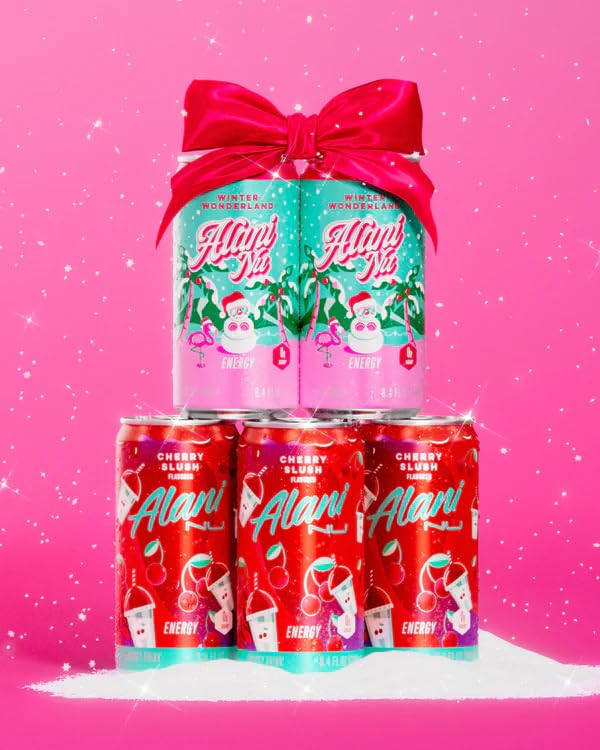 Alani Mini Merry Mix Energy Drink Variety Pack – Limited Edition Holiday Flavors Winter Wonderland &amp Cherry Slush – Sugar Free 8.4 fl oz Cans (8 Pack)
