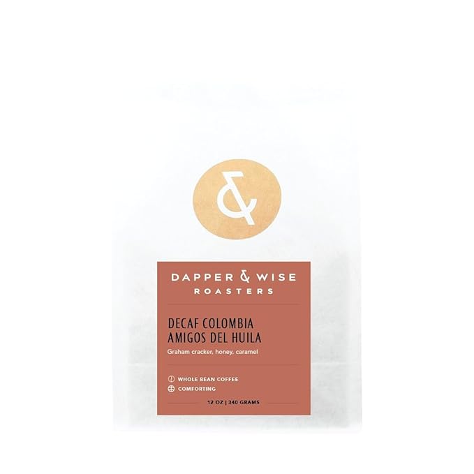 Decaf Colombia Amigos del Huila - Roasted by Dapper &amp Wise - Freshly Ground Coffee - 12 Ounce Bag