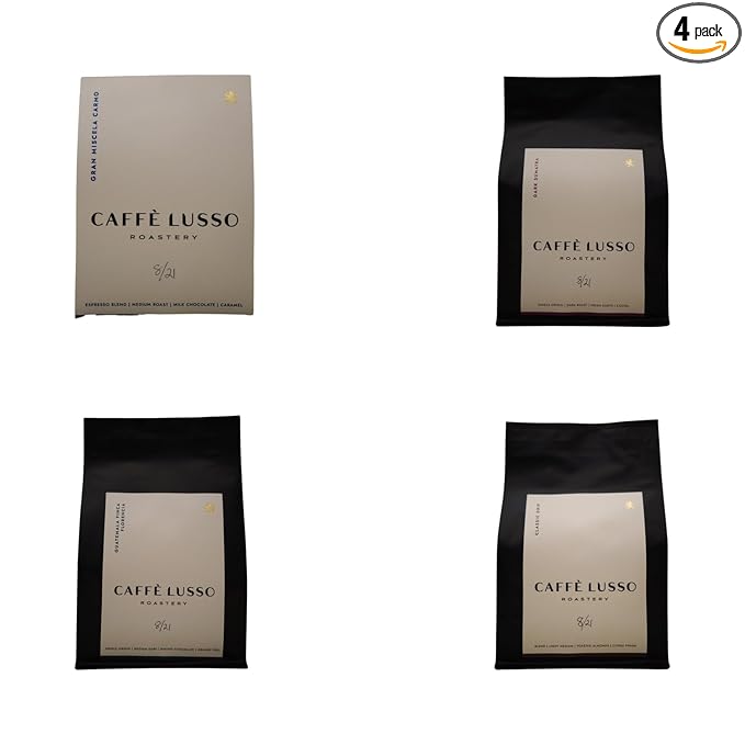 Bean Box Coffee Sampler - Roasted by Lusso 4-Pack Whole Bean Coffee Gourmet Coffee
