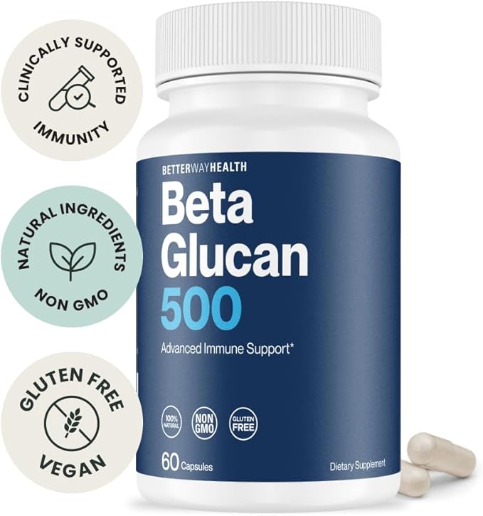 Better Way Health™ - Advanced Immune Readiness - Highly Purified 13/16 Beta Glucan 500 - Clinically Tested Immune Defense - 500mg/60 Capsules (Pack of 1)