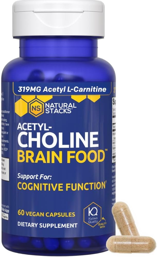 Acetylcholine Brain Food - Acetyl L-Carnitine &amp Alpha GPC Supplement - Supports Production of Acetylcholine - Neurotransmitter Supplement for Cognitive Function - 60 Capsules