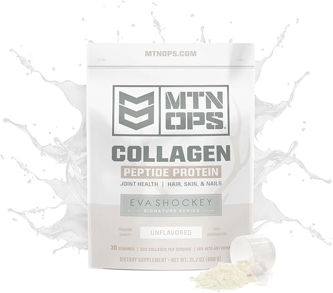 MTN OPS Eva Shockey Collagen &amp Ignite Lite Bundle – Unflavored Collagen Peptides + Strawberry Daiquiri Ignite Lite – Eva Shockey Supplements for Energy Hair Skin &amp Wellness