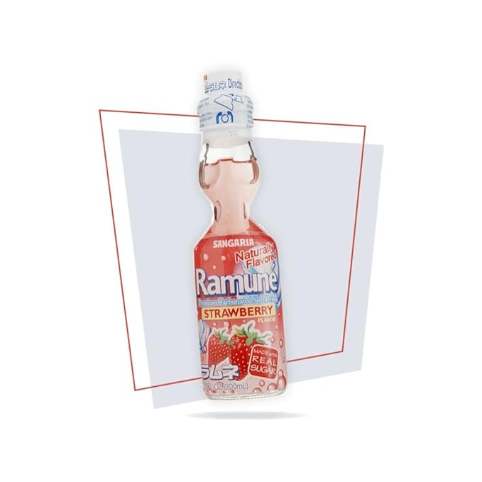 Sangaria Ramune Japanese Soft Drinks Marble Soda Carbonated Variety Pack Bundles Mix Favor Combo Original Strawberry Orange Melon Grape Peach Lychee Flavors 6.76 Fl Oz