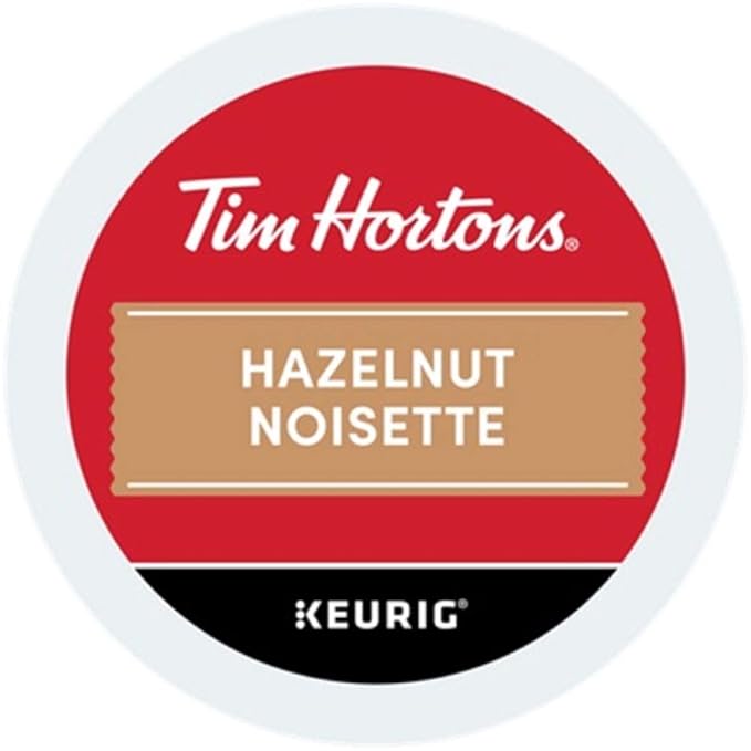 Tim Hortons Hazelnut Flavored Medium Roast Coffee Single-Serve K-Cup Pods Compatible with Keurig Brewers 72ct K-Cups 6x12ct Boxes Red