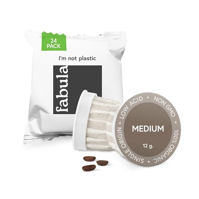 Fabula USDA Organic Coffee Pods for Keurig Keurig 2 Machines Medium Roast Low Acid Coffee K-Cups 24 Ct Single Origin - Mold Free - Fair Trade - Non-GMO Kcups Compostable Biodegradable