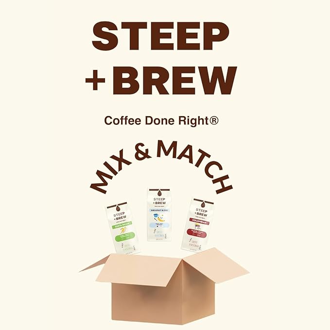 STEEP + BREW Highlander Grog Coffee | Premium Arabica Flavored Coffee | Ground | Light Roast | 12 oz | PACK OF 6