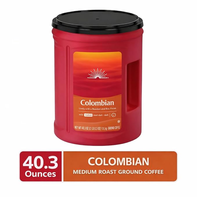 100% Colombian Medium Roast Ground Coffee with Measuring Scoop (40.3 Ounce(1 Pack) Colombian)