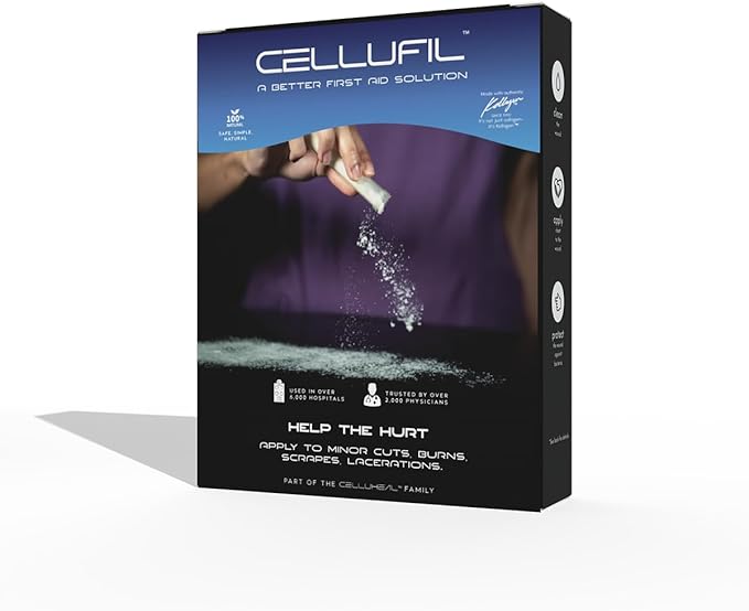 Cellufil® Collagen Particles for Advanced Wound Care – 100% Non-Hydrolyzed Bovine Collagen for Tissue Regeneration First Aid &amp Minor Bleeding 5 Pouches