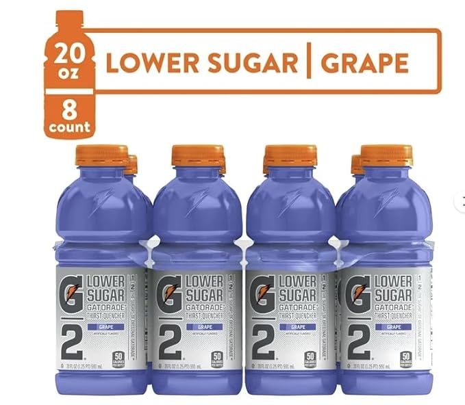 Gatoraide Low-Sugar Variety Pack Sport Drink Hydration Beverage Grape + Fruit Punch 20 Fl Oz Bottles (Pack of 8) Replenishes Electrolytes and Supports Active Lifestyles Electrolyte Drink