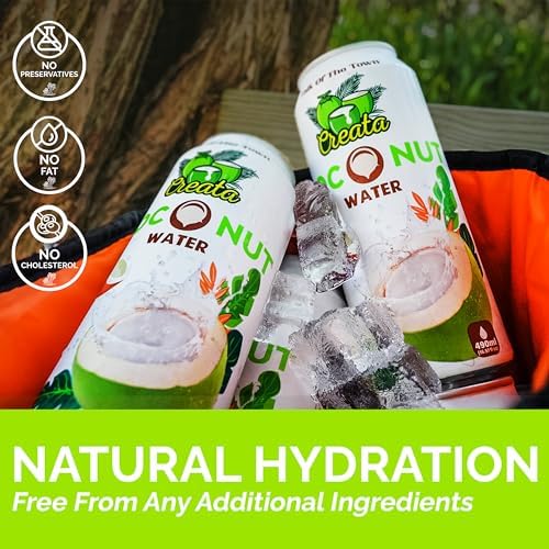 Coconut Water Bulk 99% Pure 16.57 Fl Oz - Pack of 12 Nutrient-Rich and Fresh | Low Sugar &amp Calories | Pure Coconut Water with Electrolytes by Creata