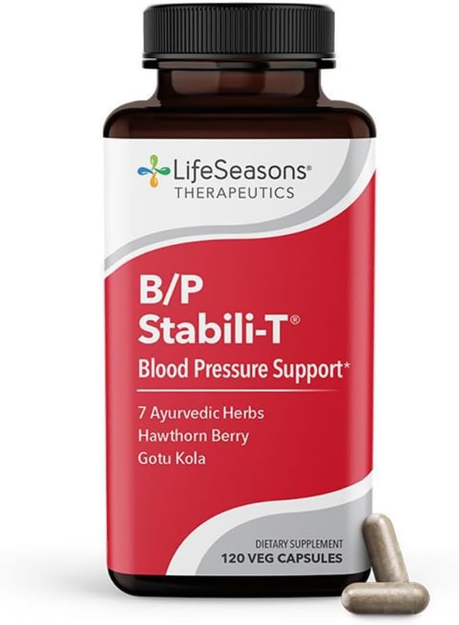 LifeSeasons B/P Stabili-T - Blood Pressure Support - Supplement for Healthy Heart &amp Circulation - Ashwagandha Arjuna Gotu Kola &amp Hawthorn Berry - 120 Capsules