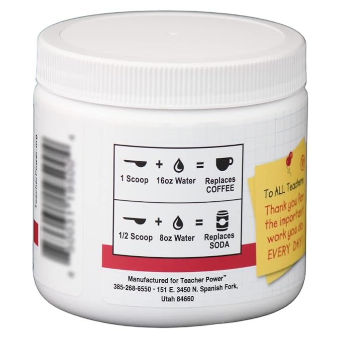 Teacher Power (The Original) Sugar Free Energy Drink 70/servings per Jar 100mg Caffeine with B Vitamins (Black Cherry)
