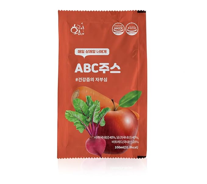 Premium Extract Fresh Health 100% ABC Juice Pouches Great for Health Benefits with Apple Beat and Carrot(100ml x 30EA)