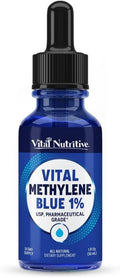 Vital Methylene Blue Drops 1% – Pharmaceutical Grade Methylene Blue for Humans Supports Cellular Energy &amp Cognitive Balance Vegan Non-GMO – 1 fl oz (30 mL)