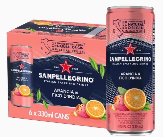 San Pellegrino Sparkling Fruit Beverages Variety Pack 11.15 fl oz Cans – 24 Pack – Blood Orange Lemon Prickly Pear &amp Pomegranate Orange – Refreshing Italian Sparkling Drinks