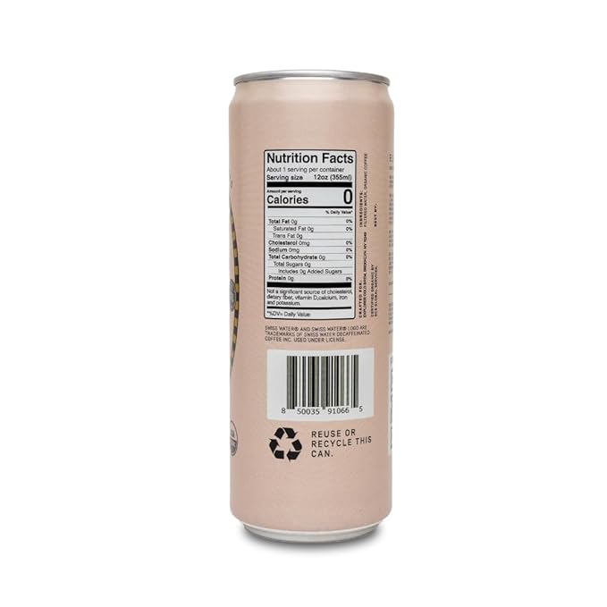 Explorer Daydreamer Ready-to-Drink Organic Cold Brew Decaf Coffee 99.9% Caffeine-Free Black Unsweetened and Fair Trade 12 fl oz (Pack of 12)