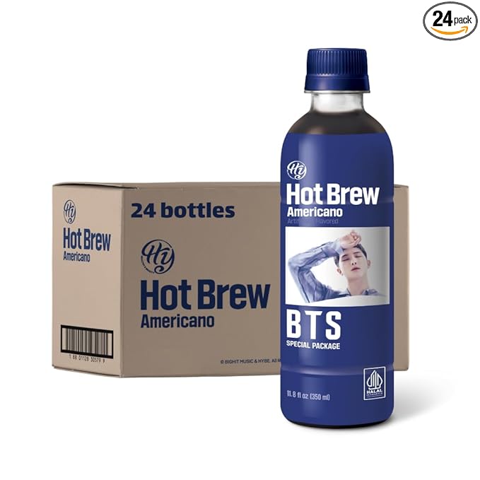 Korean Food HY Hot Brew Coffee Americano Ready-to-Drink Bottled Coffee 11.8 fl oz (350 mL) x 24 Bottles B.T.S Special Package