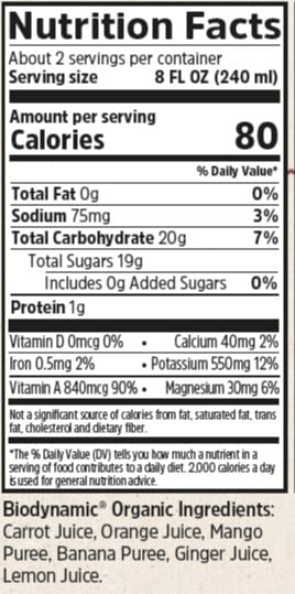 Biotta Organic Carrot Orange Ginger Juice - 100% Vegetable Juice for Energy Immunity &amp Wellness - Excellent Source of Nutrients - All Natural Non-GMO Gluten-Free (16.9 Fl Oz Pack of 6)