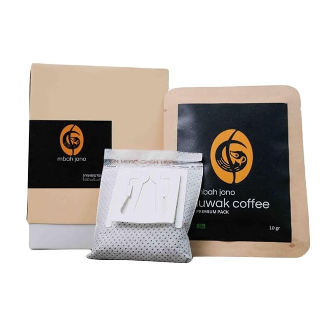 Mbah Jono Wild Luwak Coffee Drip – 100% Arabica Civet Coffee from Indonesia – Premium Specialty Gourmet Kopi Luwak Handcrafted Single Origin 5 Drip Bags – Strong Smooth &amp Low Acidity
