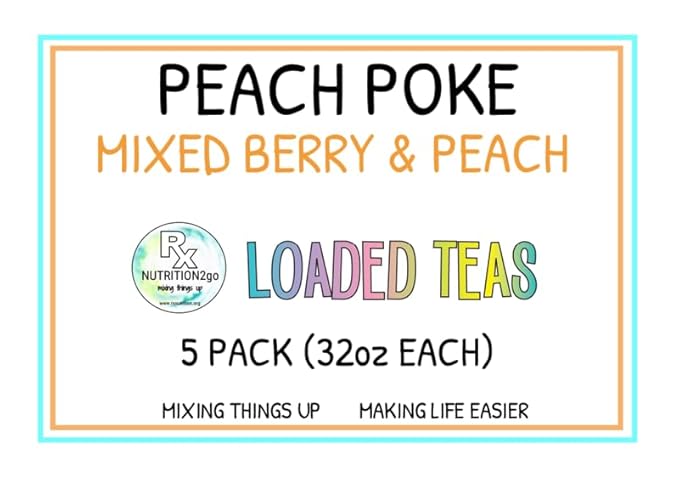 RxNutrition 2go Loaded Energy Tea (5 pack bulk Peach Poke)