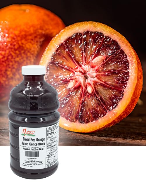 Nature Blessed 100% Pure Blood Red Orange Fruit Juice Concentrate - 4 Quarts (4/32 fl oz bottles) Great for Home Vintners Brewers Cider Spirits or Smoothies