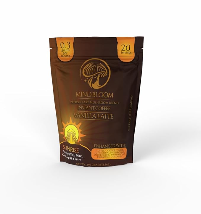 Sunrise Vanilla Latte Instant Coffee - Proprietary Mushroom Blend