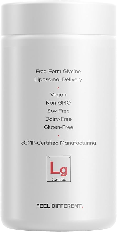 Codeage Liposomal Glycine+ Supplement - Free-Form Glycine 1500 mg with Liposomal Delivery - 2-Month Supply - Amino Acid Capsules - Protein Support - Glycine Vitamins - 180 Capsules