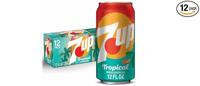 7-up Tropical Mango Peach Soda Cans 12 Pack