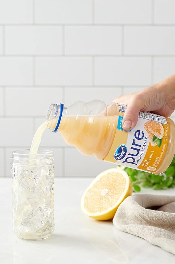 Ocean Spray® Pure Unsweetened White Grapefruit 100% White Grapefruit Juice 32 Fl Oz Bottle (Pack of 8)