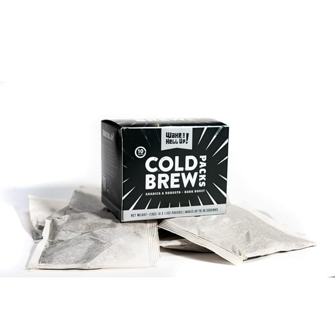 Wake The Hell Up! Ultra-Caffeinated Cold Brew Steeping Pouches Ultra-Caffeinated Coffee10 Count 1.3 oz Pouches