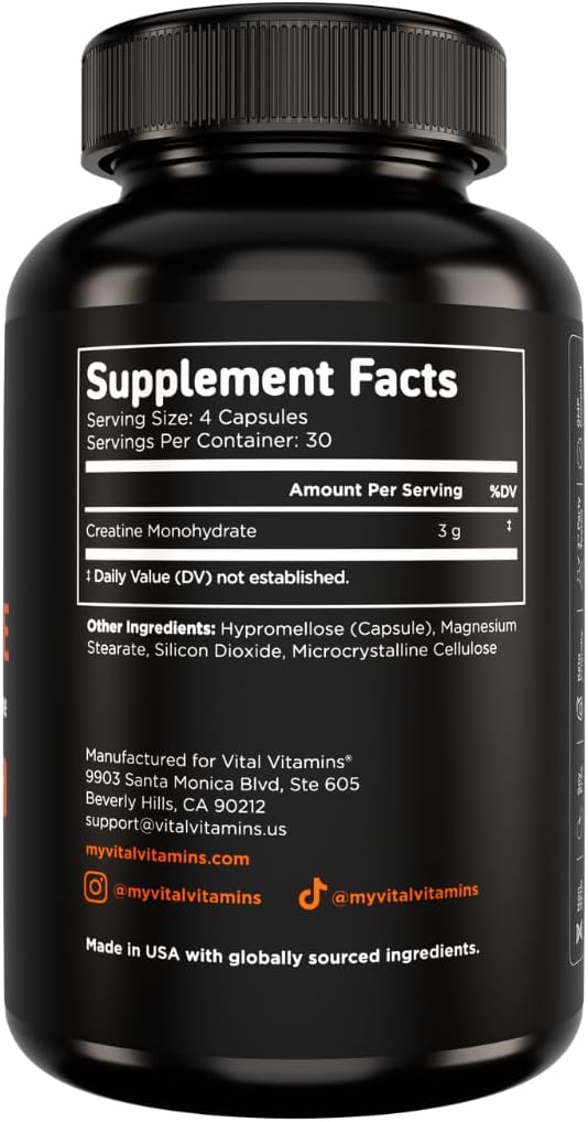 Vital Vitamins Multi-Collagen Powder 30 Servings + Creatine Capsules 120 ct