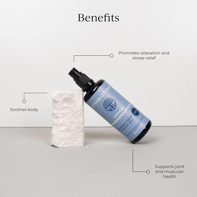 CYMBIOTIKA Topical Magnesium Oil Spray for Body USA Made Supplement for Leg Cramps Muscle Joint Health &amp Sleep Support Includes Magnesium Chloride Lavender Extract Aloe Vera - Skin Applicat