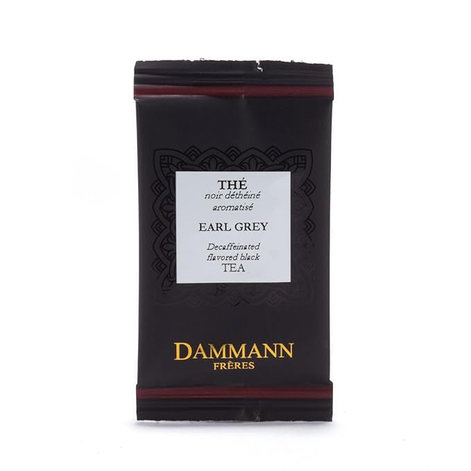 Dammann Freres Satchets Decaf Earl Grey Tea Bags Premium Gourmet French Black Tea Individually Wrapped 24 Count (Single Pack)