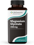 LifeSeasons Magnesium Glycinate 350 mg – Highly Absorbable Magnesium Supplement for Sleep Support Calm Mood &amp Muscle Relaxation – Vegan Gluten‑Free 120 Vegetarian Capsules