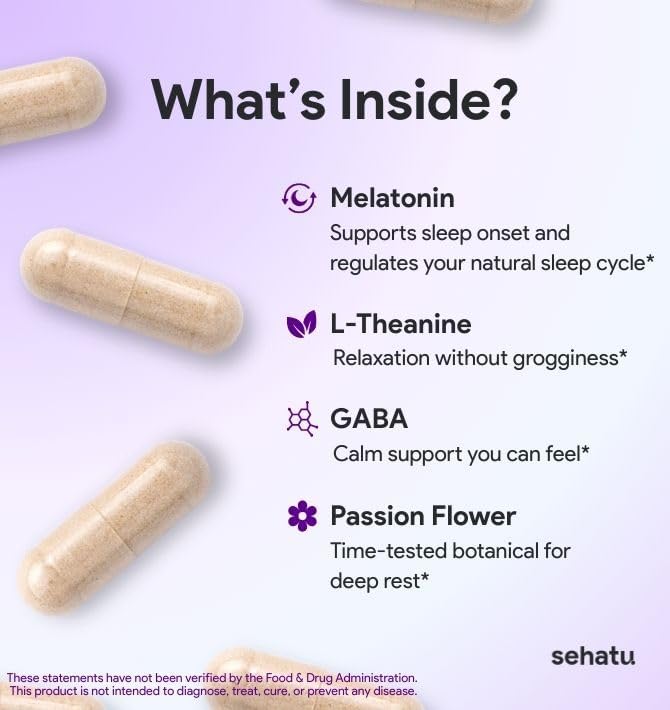 Sleep Plus Supplement | with Melatonin GABA Ashwagandha 5-HTP | for Men and Women Seeking a Healthy Sleep-Wake Schedule and A Relaxed Mood | 60 Count | 60 Day Supply