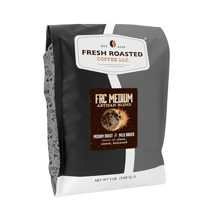 Fresh Roasted Coffee FRC Medium Roast Blend 5 lb (80 oz) Kosher Whole Bean