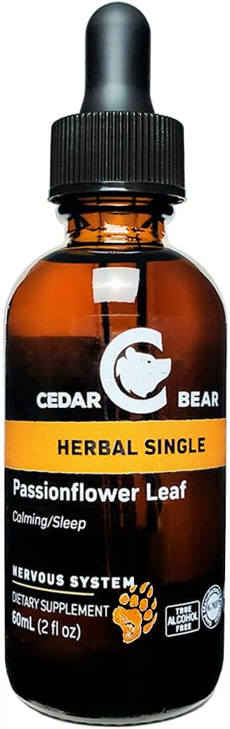 Cedar Bear Passionflower Leaf (Passiflora incarnata) for Stress Nervous System &amp Sleep Support 2 Fl Oz