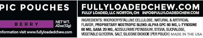 Fully Loaded Alpha Nootropic Pouches (Berry) - 5 Cans - 15 Pouches per can - Effective Nootropic Delivery Nic Pouch Replacement - Faster Absorption Alpha GPC L-Tyrosine GABA