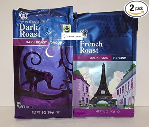 Barissimo Dark Roast and French Roast Ground Coffee 12oz 340g (Two Bags)