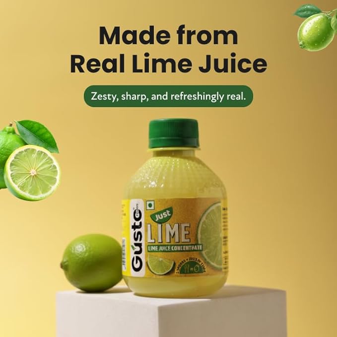 Gusto Foods Green Lime Juice Concentrate - Pack Of 3 20.2 oz (600Ml)| Equivalent To 60 Limes | Pocket Friendly Bottle | Ideal For Daily Use In Cooking &amp Beverages | Lime Juice In Every Drop 0.77