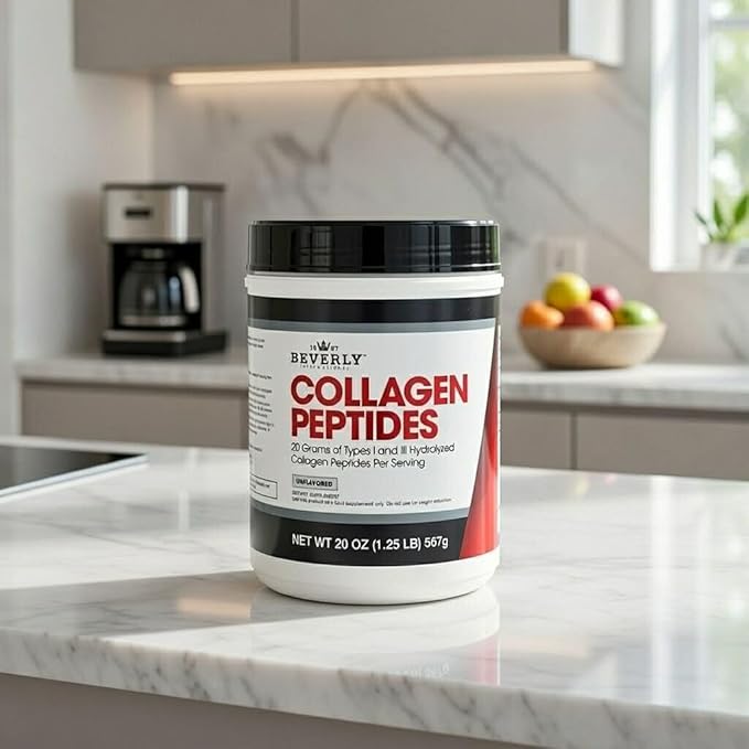 Beverly International Collagen Peptides Protein Powder. Youthful Appearance- Skin Hair Nails Bones and Joint Health. Easy to Use Highly Absorbable. 18 Grams of Protein Unflavored 20 oz.