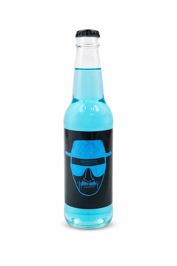 Rocket Fizz Breaking Bad Heisenberg Blue Cream Soda Flavor | Cane Sugar | Craft Soda Pop Drinks | 12 oz in Glass Bottle (6 Pack)