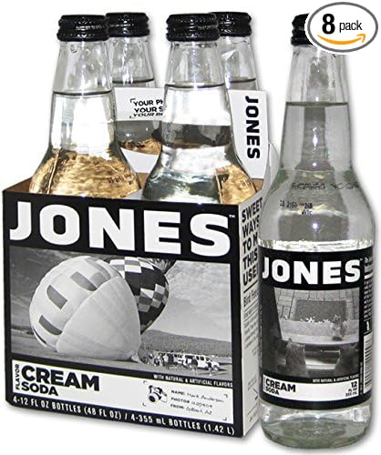 JONES SODA - CREAM SODA (4-12 OZ BOTTLES) (Pack of 8)