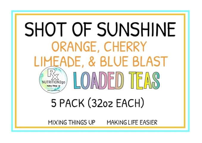 RxNutrition 2go Loaded Energy Tea (5 pack bulk Shot of Sunshine)